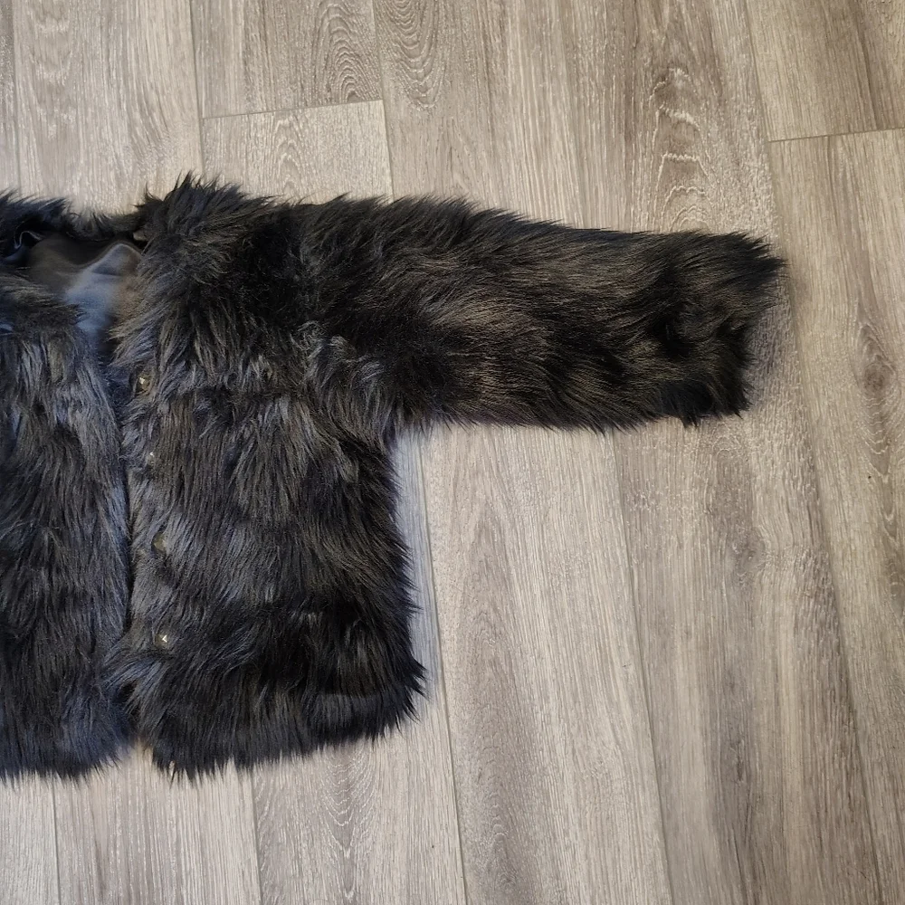 Kids Faux Fur Jacket - Black